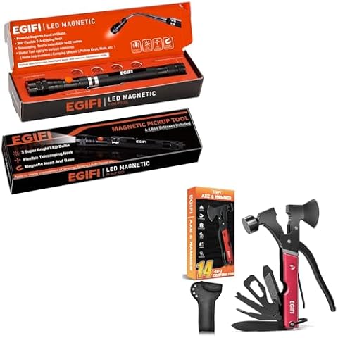 Stocking Stuffers for Men, Telescoping Magnetic Flashlight Pick Up Tool, Unique Christmas Gifts for Men, Him, Dad, Husband, 14 in 1 Multitool Hatchet Axe, Multi Tool Gifts for Camping Hiking Survival Cover