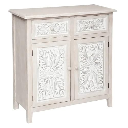 PEGANE Buffet Meuble de Rangement 2 Portes et 2 tiroirs - Longueur 80 x Profondeur 34 x Hauteur 85 cm