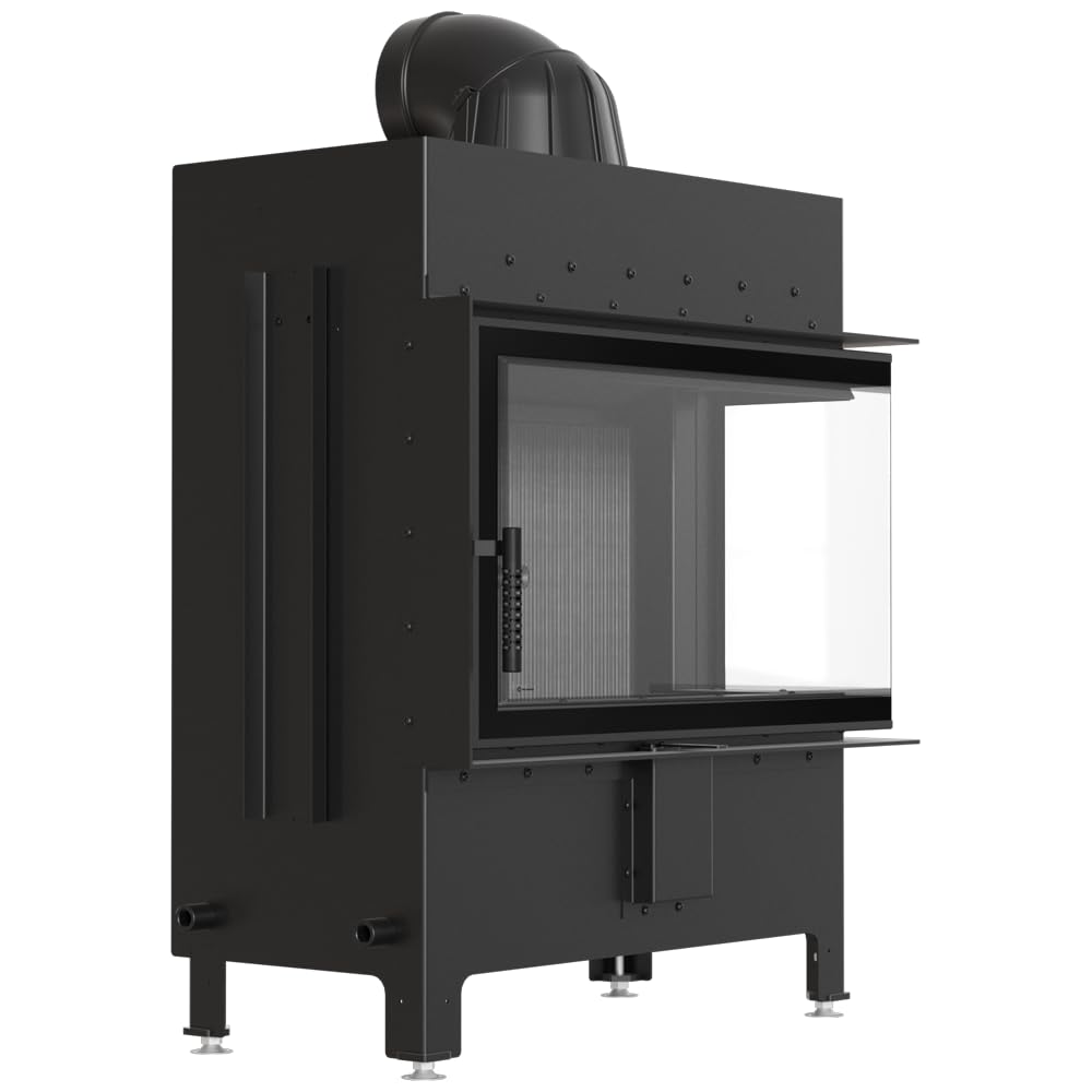 KRATKI Inserto per camino in acciaio a legna LUCY 14 kW Ø200 destro A nero