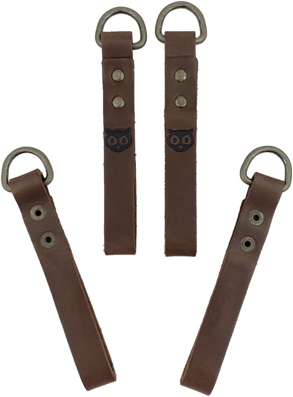 Hide & Drink, Leather Heavy Duty Suspender Loop Attachment (4 Pack), Tool Belt Accessories, Thick, Durable, Fine Grain Leather, Vintage Style, Handmade Includes 101 Year Warranty (Bourbon Brown)
