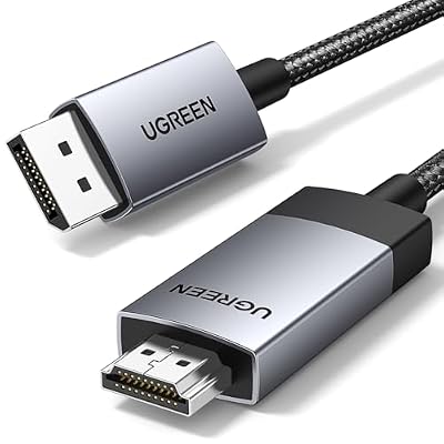 UGREEN 4K@60Hz DisplayPort to HDMI Cable HDR Active Cord Aluminum Braided Uni-Directional Display Port to HDMI Converter 10FT Compatible with Monitor, Projector, Dell, Lenovo, HP