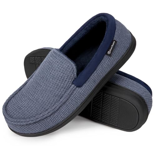 EverFoams Men's Moccasin Slippers Cosy Memory Foam Shoes Blue 7 UK