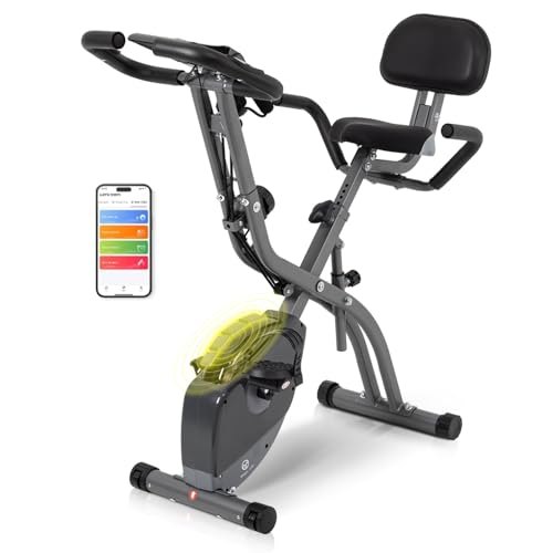 Folding Exercise Bike with Train App, Upright and Recumbent Foldable Stationary Bike is The Perfect...