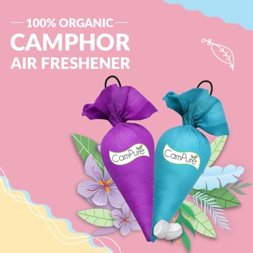 Image of CamPure Camphor Cone (1 Original + 1 Lavender) Pack Of 2-100% Organic | Air Freshener For Car, Wardrobe, Office Cabin's, Drawers, Travel Bag & Bathroom