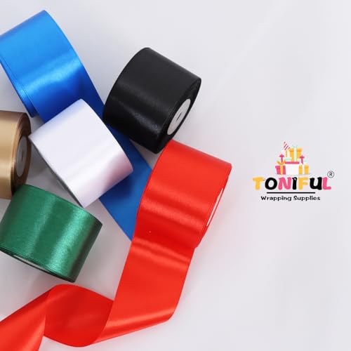 TONIFUL 5cm x 20M Weib band breit geschenkband große schleife satinband für auto Bogen Schleifen Partydekoration Stuhl Hochzeit Der Valentinstag Geschenkverpackungen Strauß geschenkband