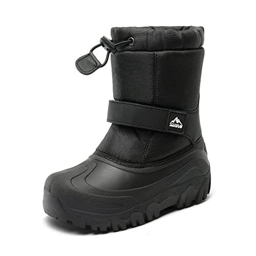 NORTIV 8 Kids Snow Boots Boy's Girl's Waterproof Cold Weather Classic Booties Hiking Outdoor Shoes (Little Kids/Big Kids) 12 Little Kid Black