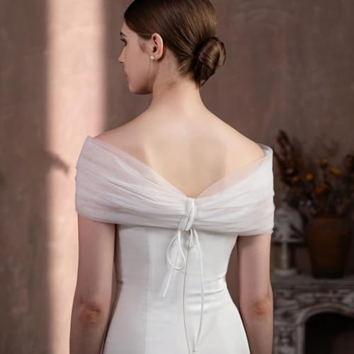 Tulle Bridal Shawl White Bridal Cape Detachable Wedding Shawls Shoulder Wrap for Wedding Party Prom Opera for Women2
