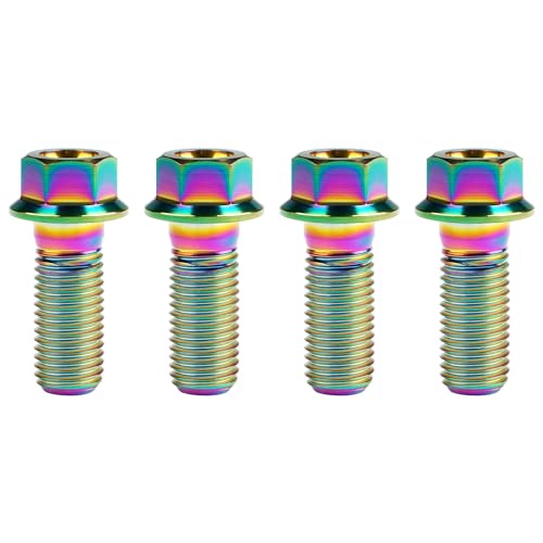 Image of Titanium Bolt Hex Small Flange Head M12x30mm Pitch 1.25, Rainbow | 30 35 40 45 50 55 60 65 70 75 80 85 90mm 1.25 /1.5mm Pitch Screws for Motorcycle Car Modification Pack of 4