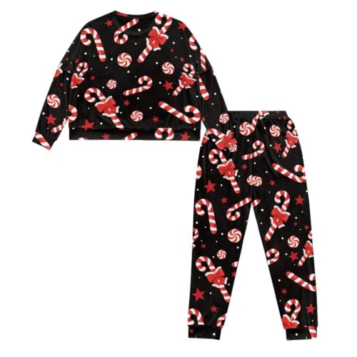 Image of Womens Lounge Set Long Sleeve Soft Pajama Sets | Casual 2 Piece Pj Outfit, Crewneck Sleepwear with Pockets, Adjustable Drawstring, Soft Comfy Fall Pajamas, Plus Size