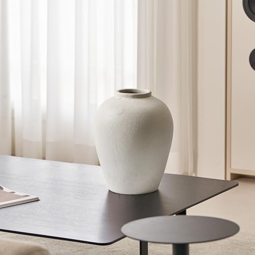 LB2 White Ceramic Large Vase, 12.7" Tall Zen Style vase,