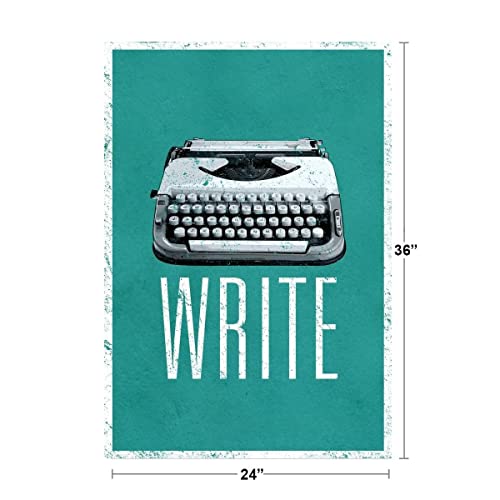 Image of Typewriter Poster Write Retro Vintage Green Creative Writing Writer Classroom College Cool Wall Art Print Poster 24x36