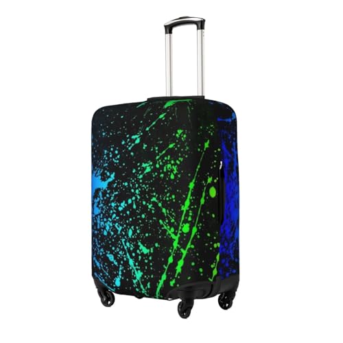 Glow In Dark Splatter Neon Luggage Cover, Protective Washable Suitcase Cover - Travel High Elastic Fibers Suitcase Protector Fits Large, Black2