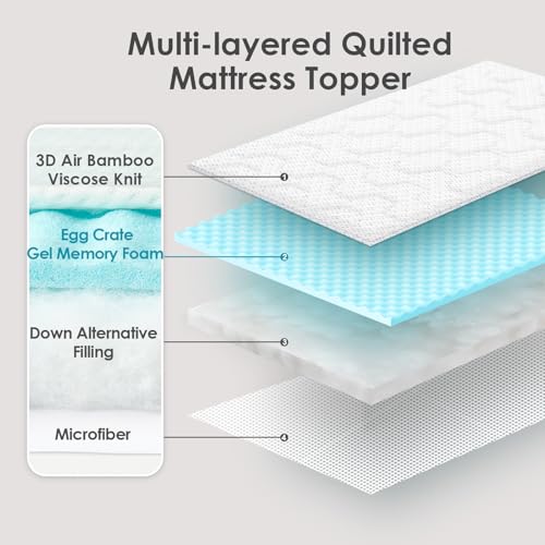 EHEYCIGA Memory Foam Mattress Topper Single Bed, Gel Mattress Pad with Extra Deep Pocket, Breathable Mattress Cover, 90x190x3cm, White - 2