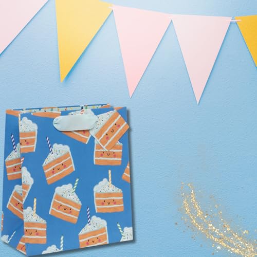 Glick Mittelgroße Geschenktüte, Cakey Blue, 225 x 200 x 100 mm, luxuriöse recycelbare Tasche für Geburtstage & Feiern