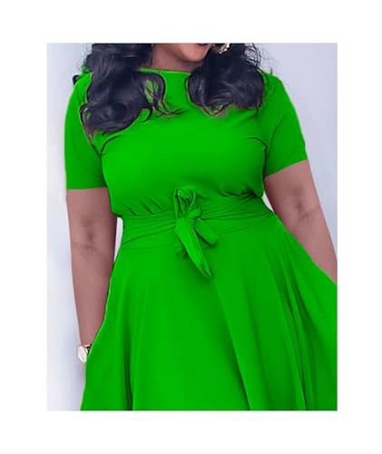 Image of SOMTHRON Women's Casual 3 /4 Sleeve Long Maxi Dress A-Line Flared Solid Wrap Tie Waist Swing Dresses