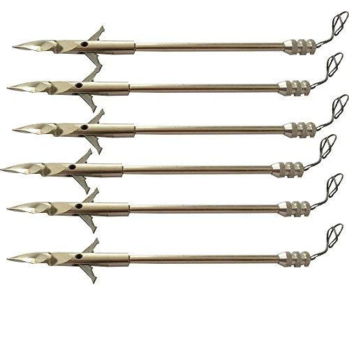 JIEXI HWYP 5.3 inches Stainless Steel Crossbow Slingshot Fishing Arrow 2 Blades Pack of 3