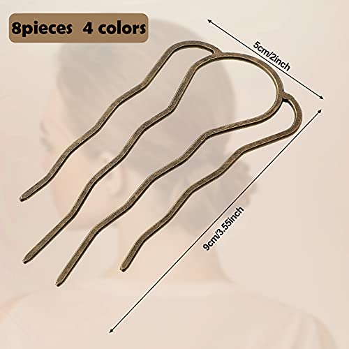 image for Chuangdi 8 Pieces 87 mm Hair Fork Clip Hair Stick Hair Side Comb Hairp