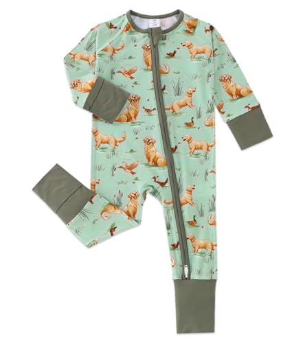 Image of Cabahata Baby Footless Pajamas with Mittens and Feet Cuffs Viscose of Bamboo Cartoon Infant Boys Girls Zipper Pjs Romper