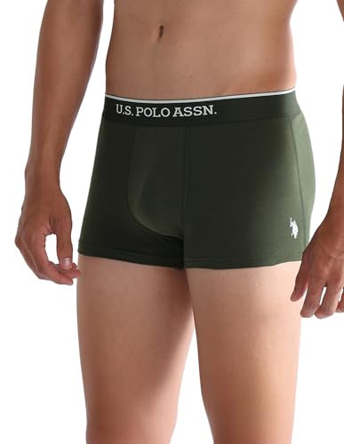 Image of U.S. Polo ASSN. Mens ET004 Anti Microbial Cotton Stretch Essential Underwear Trunk -Pack of 2