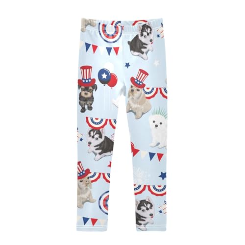 Dogs and Stars Girls Leggings,Workout Leggings for Girls Toddler Athletic Legging Size for 3-10T
