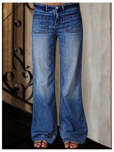 SOLY HUX Women's Retro Jeans High Waisted Straight Leg Denim Pants Trousers with Pockets2