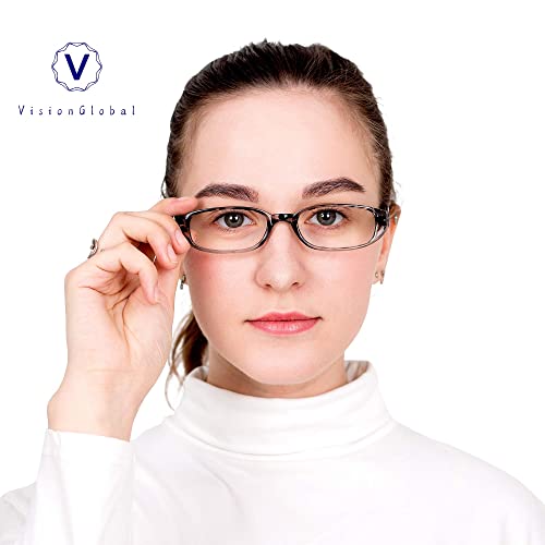 Image of VisionGlobal 1 Pairs /4 Pairs Reading Glasses with Spring Hinge, Blue Light Blocking Glasses for Women /Men
