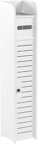 Miniatura 4 de Aojezor - Clóset esquinero pequeño para baño con puertas y estantes, clóset de tocador delgado, organizador estrecho para el lavatorio del baño,