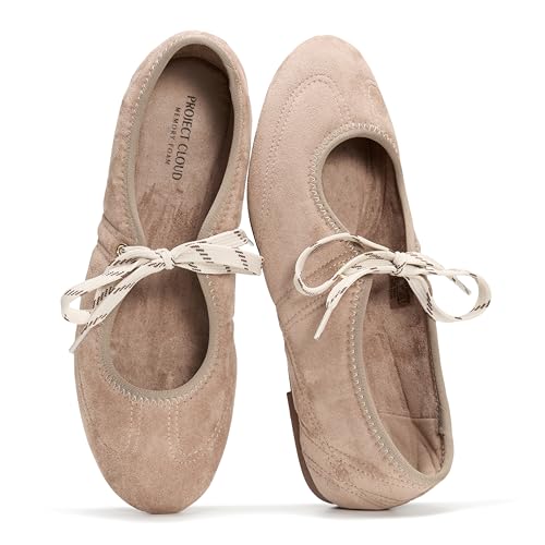 Project Cloud Fashion Mary Jane Shoes Women - Womens Ballet Flats with Memory Foam Insole - Lightweight & Non-Slip Ballet Flats Shoes for Women 2026 (Emilee TAUPE 8M)
