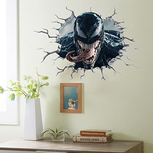 Cpszship Venom Wall Decal 3D Marvel Comics Superhero Venom Wall Sticker, Self-Adhesive Vinyl Mural For Boys Room Kids Bedroom Living Room Playroom Wall Decor(15.7 X 23.6 In） #TOP4