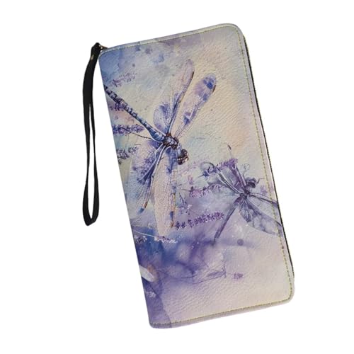 Vintage Dragonfly Wallet for Women Large Capacity Credit Card Holder Wallets with RFID Blocking Zipper Long Purse