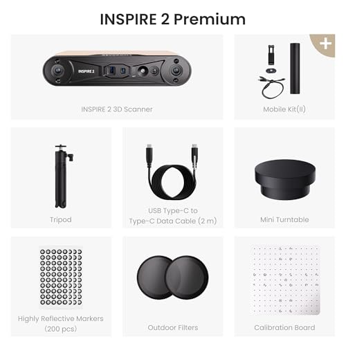 Image of Revopoint INSPIRE 2 3D Scanner for 3D Printing, Up to 0.03mm Precision, Multi-Line Laser&Structured Light, Handheld Wireless&Outdoor Scanning, Full-Color Scans, for iOS /Android /Windows /macOS, Premium
