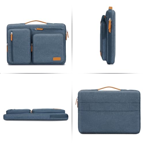 Image of MOSISO 360 Protective Laptop Case 13.3 inch, 13-13.3 inch Laptop Sleeve Compatible with MacBook Air /Pro 13 / Pro 14,HP Dell Acer ASUS,Side Open Carrying Case with 4 Zipper Pockets&Handle, Haze Blue