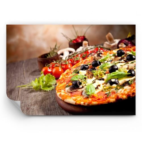 ARTTOR Papel pintado de vinilo tejido no tejido Premium Canvas - Pizza comida Italia la tradición - 150x105 cm - Fotomurales Decorativos fotográfico Dormitorio Para la sala - WF3AA150x105-2791