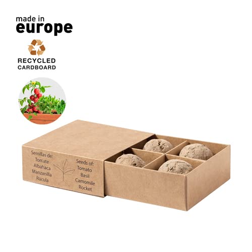 DISOK - Lote de 10 Kits Kit huerto con 4 bolas semillas diferentes. Detalles de semillas de flores para bodas, bautizos y comuniones.