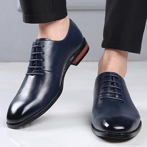 Men's Retro Slip-on Lace Up Business Oxfords Dress Classic Non Slip Casual Leather Work Dress Shoes Fashion Comfortable Formal Wedding Shoes3