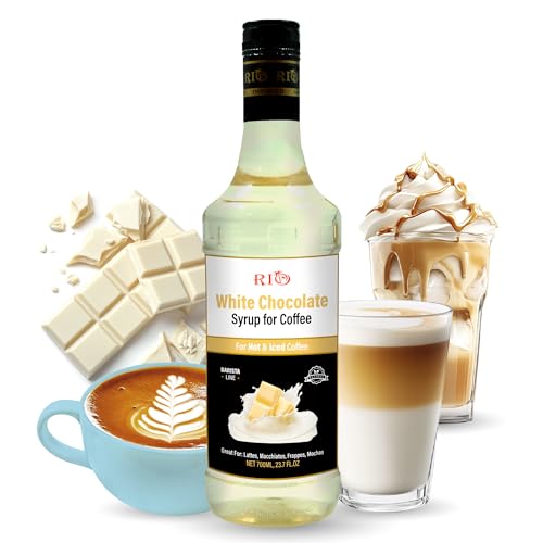 RIO White Chocolate Flavoring Coffee Syrup, Perfect for Hot or Iced Drinks & Desserts, Classic White Chocolate & Coffee Combo, Barista-Grade Flavor Syrups for Coffee Drinks at Home & Work - 700ml