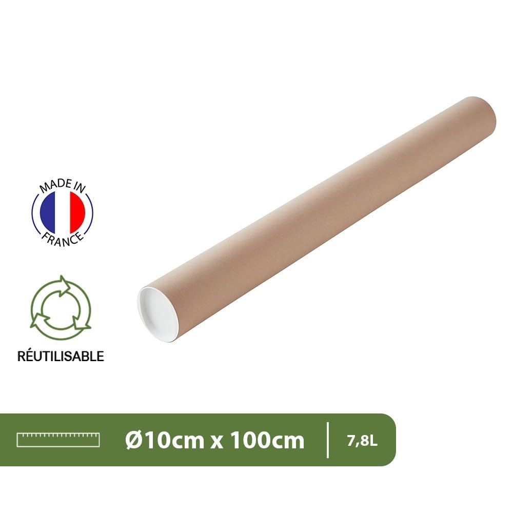 Pack and Move – Lote de 20 tubos para envío y embalaje – 10 x 100 cm – Para póster y póster – Con tapa