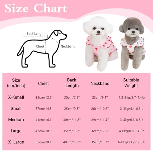 Kunyeah Mädchen-Hundekleid, Erdbeeren-Prinzessinnenkleid, Sommer, ärmellos, Welpenkleidung, Katzenschleife, Dekor-Kostüm mit Leinen-Ring, atmungsaktive Weste für kleine, mittelgroße Haustiere (Rosa,
