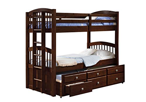 Donco Kids 134-3-Ttcp Angelica Captains Trundle Bunk Bed, Twin/Twin/Twin, Dark Cappuccino