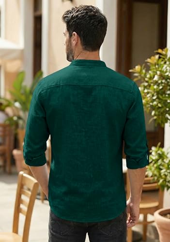 Image of Zombom Men's Cotton Polyester Blend Mandarin Collar Self One Design Printed Full Sleeve Regular Fit Casual Short Kurta
