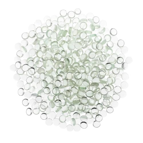 CIYODO 400 Pcs Flat Glass Beads Unique Decorative Stones for Vase Fish Tank Craft Decoration Round Beads Bulk