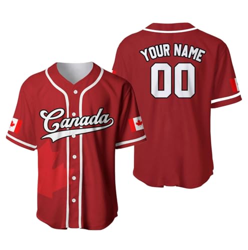 Canada Canadian Maple Leaf, Maillot De Baseball Custom Rojo Negro Blanco Canadá Bandera Jersey Personalizado