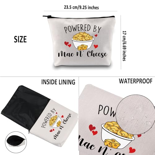 PYOUL Mac and Cheese Love Lover Gift Powered by Mac N' Cheese Makeup Bag Macaroni and Cheese Cosmetic Bag Food Theme Gift (Mac N' Cheese Bag) - Image 4