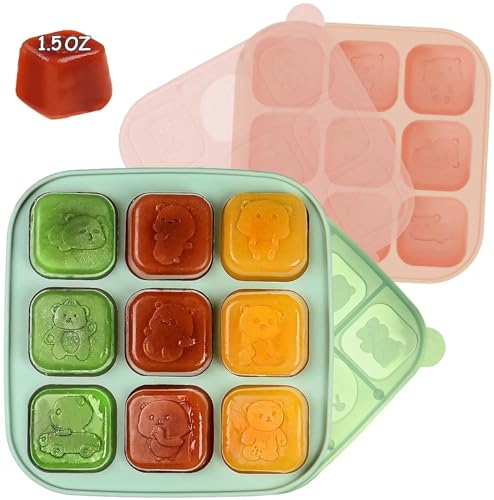 Image of Lphianx Silicone Freezer Tray with Lid, Food Storage Container for Homemade Baby Food, Vegetable, Fruit Purees, Breast Milk Feeder & Mini Nibble Combo, Breastmilk Popsicle Molds, 2 Pack(L)
