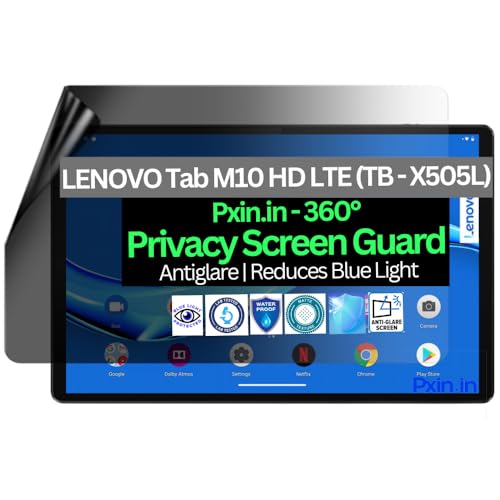 Image of Pxin Tablet Privacy Guard compatible with LENOVO Tab M10 HD LTE (TB - X505L) | Screen protector | Anti-Glare | Blue light filter | 360 degree Anti Spy | Eye Protection