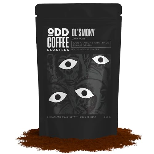 Image of ODD COFFEE ROASTERS Ol' Smoky 100% Arabica Roasted Coffee Powder 250 gms Dark Roast | AAA Grade Specialty Beans | Bold Intense Smoky Notes | Single Origin Ground Coffee Powder for Home Machine