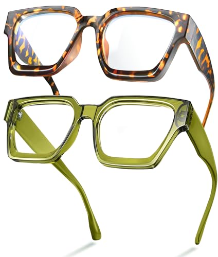 Image of livho Oversized Eyewear Frame for Woman and Men - Rectangle Fashion Glasses for Computer, Chic Preppy Frame