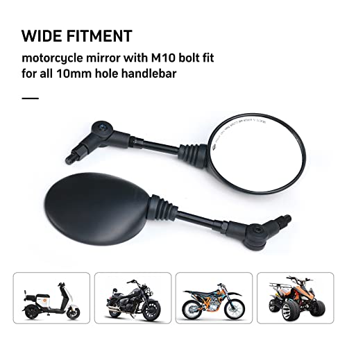 Wtzmoto Round Motorcycle Mirrors For Handlebar M10 - Dual Sport Mirror, Aftermarket Motorbike Side Mirror Compatible With Street Bike, Dirt Bike, Moped, Quad, Scooter,… #TOP5