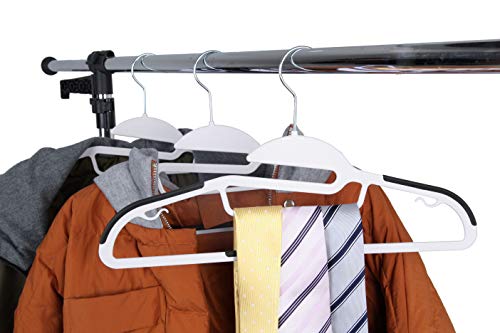 Finnhomy 50 Pack Plastic Hangers, Durable Clothes Hangers With Non-Slip Pads, Space Saving Easy Slide Organizer For Bedroom Closet, Great For Shirts, Pants, White #TOP4