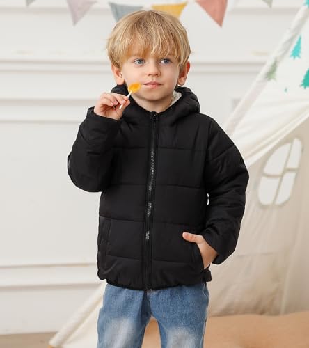 BFUSTYLE Toddler Black Jacket Lightweight Padded Coat for Baby Girl Boy 2 Year Old Girls\' Boys\' Winter Gifts - Thumbnail 2
